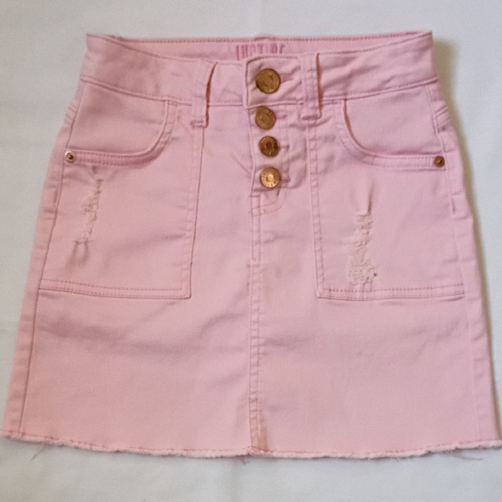 Justice Kids Pink Button-Front Mini Skirt Size 10.